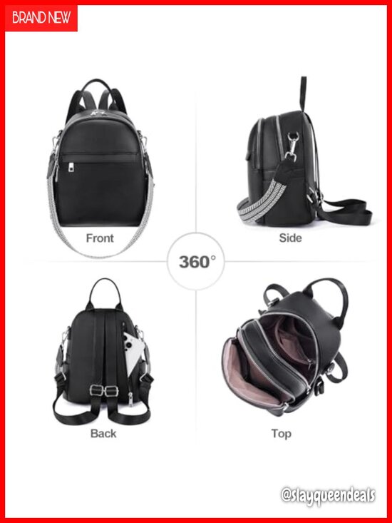 Faux Leather Mini Convertible Backpack Purse for Women Travel Shoulder Bag main image 5